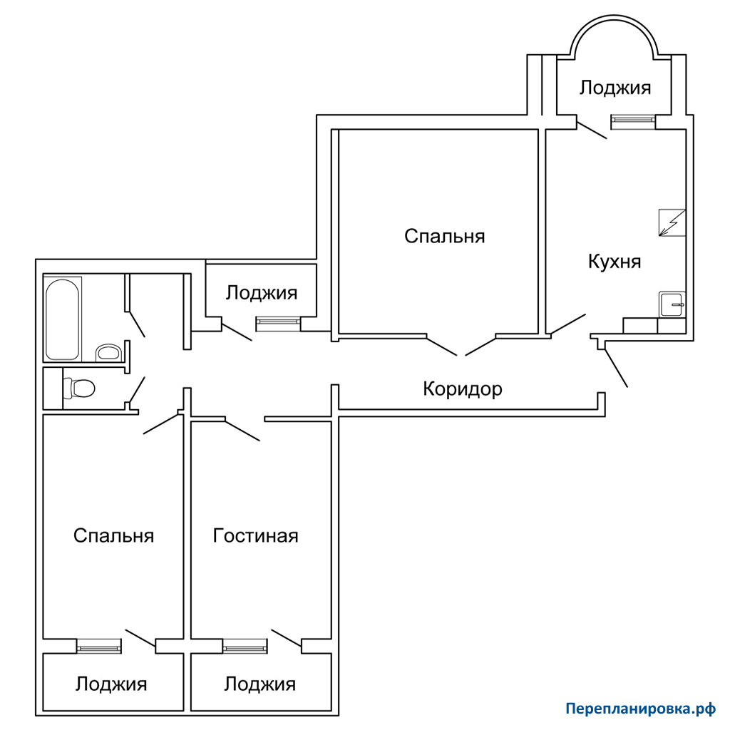 планировка трехкомнатной квартиры п55